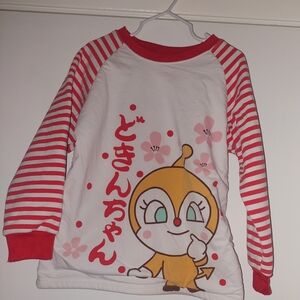 Dokin-chan Vintage Anpanman Kids Sweatshirt  Japanese Anime Character Size 130